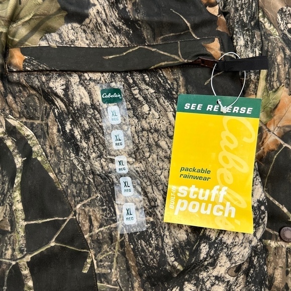 NWT Cabela's Men's Rain Suede Packable Rainwear Hunting Pants Mossy Oak XL - Picture 12 of 15